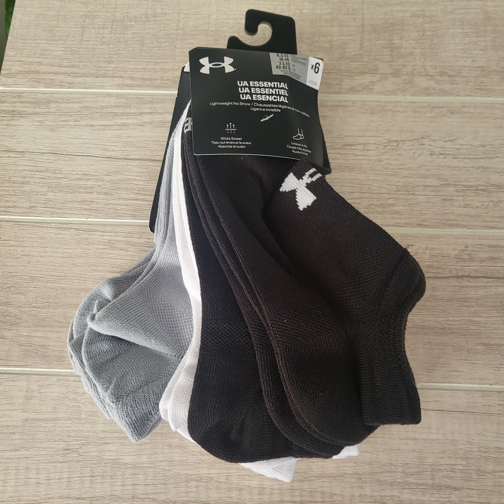 Under Armour Men No‎ Show Essential 6 Pack Socks Multi Color